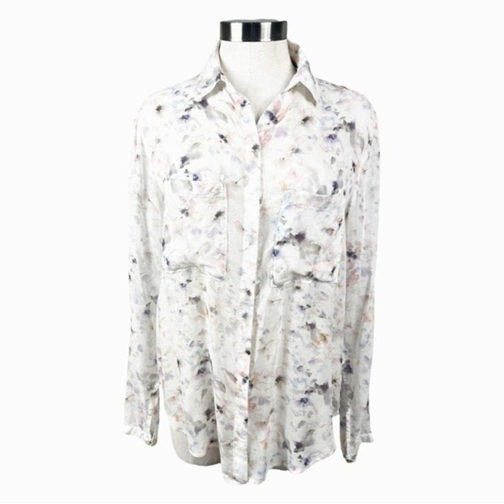 Cloth & Stone Cream Pink‎ & Purple Floral Button Down Size Medium